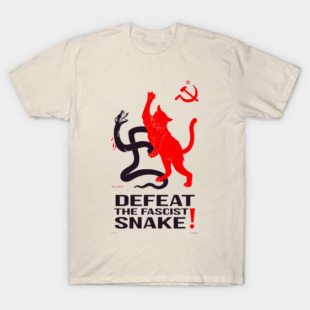 Soviet Cat - Defeat the Fascist Snake T-Shirt by nathannunart